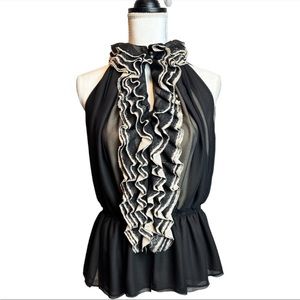NWT Robert Rodriguez Neiman Marcus Black Ruffle Victorian Blouse M